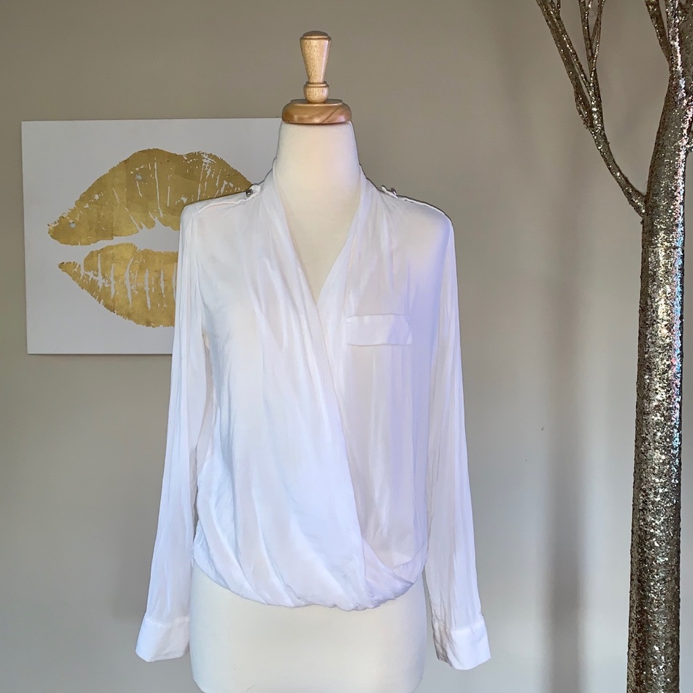 Whbm Open Front Artist Workit Blouse Size 2 - image 1